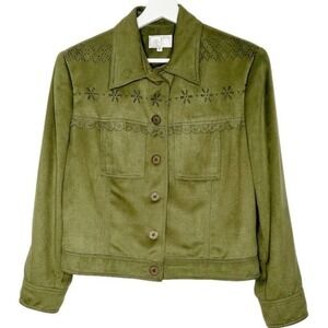 Alberto Makali‎ Vintage Laser Cutout Suede Feel  Lined Jacket Size 12